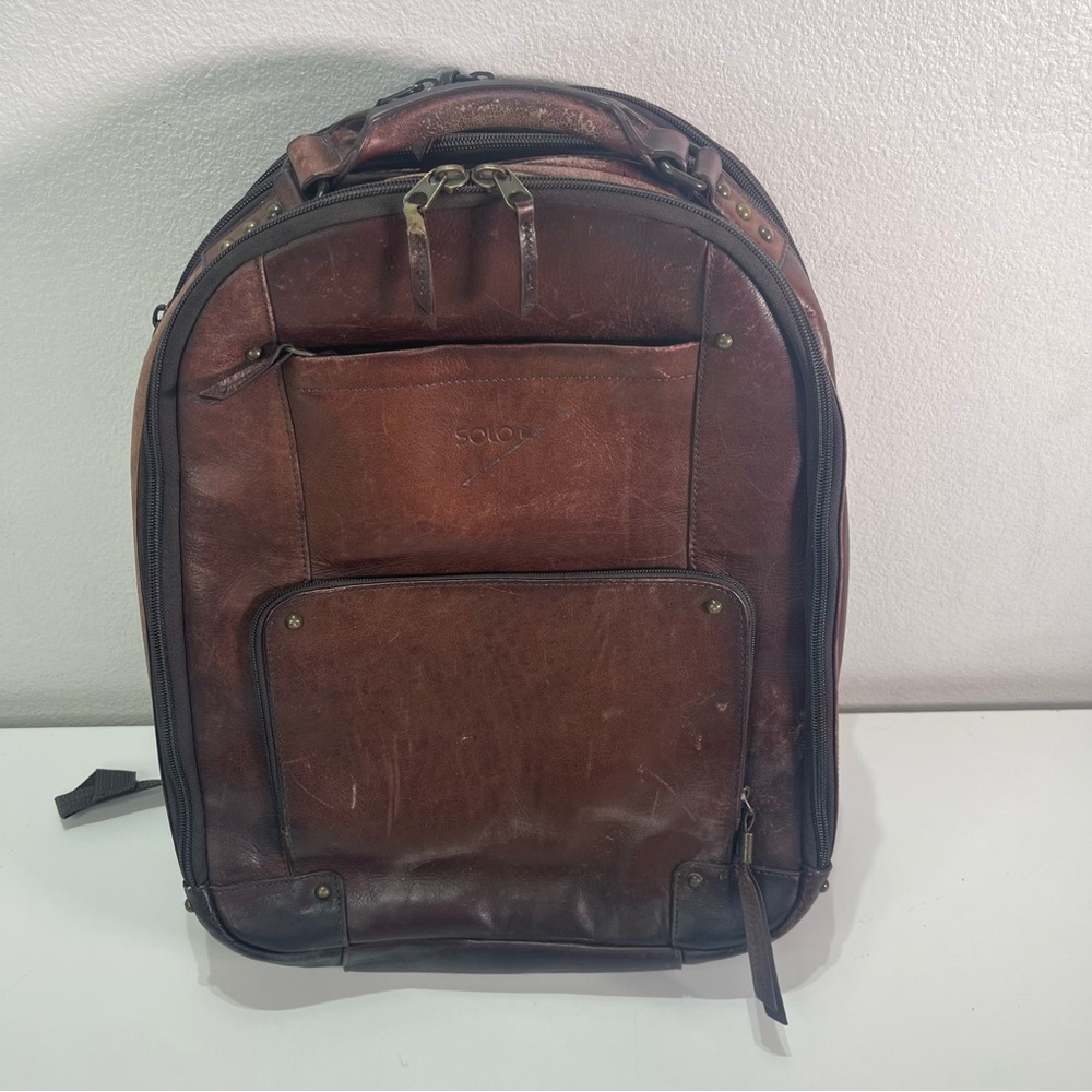 SOLO Brown Leather Backpack - Classic Women's Bag